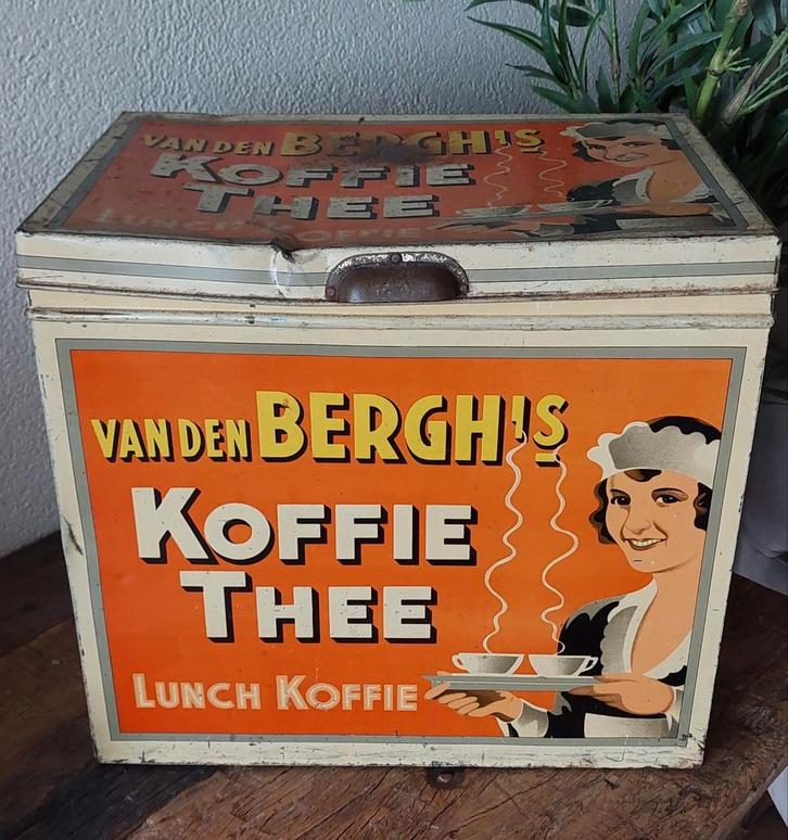 Oud winkelblik van den Bergh's Koffie en Thee, Verzamelen, Merken en Reclamevoorwerpen, Ophalen of Verzenden