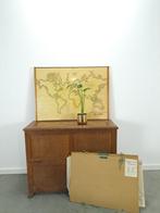 Vintage oude houten kaartenhouder met veel kaarten, Ophalen, Aardrijkskunde