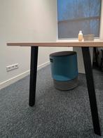 Eettafel/Bureautafel hoogwaardig eiken look zwart staal poot, Ophalen, Kunststof, 200 cm of meer, 50 tot 100 cm