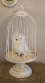 wit metalen vogelhuisje met vogel, Huis en Inrichting, Woonaccessoires | Overige, Ophalen of Verzenden, Gebruikt