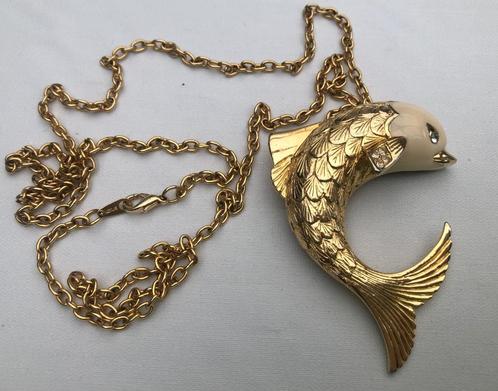Ketting met Grote Dolfijn hanger- zgan - Jaren 80, Sieraden, Tassen en Uiterlijk, Kettingen, Zo goed als nieuw, Overige materialen