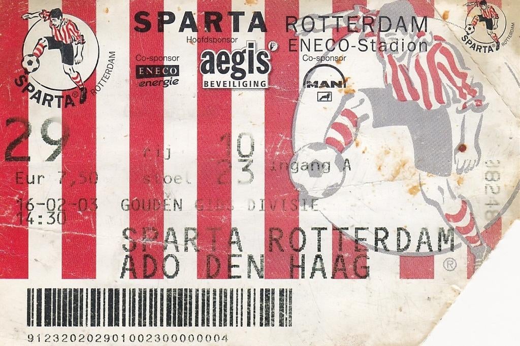 Ticket:Sparta Rotteram v ADO Den Haag 16-02-2003, Verzenden, Gebruikt, Sparta, Overige typen