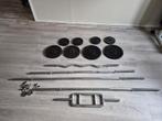 stangen en gewichten set 30mm, Sport en Fitness, Fitnessmaterialen, Ophalen, Gebruikt, Benen, Halterset
