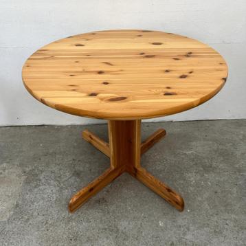 Vintage ronde, verlengbare eettafel van grenenhout 90 -135cm beschikbaar voor biedingen