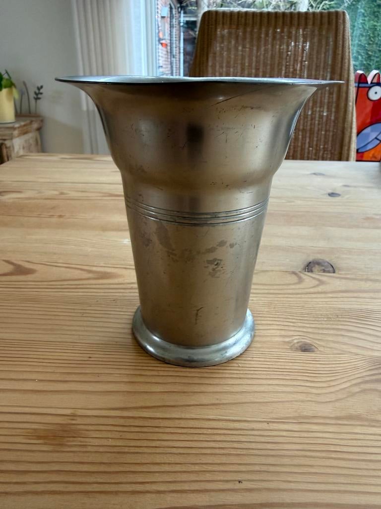 Vintage Pako Tin Vaas/Beker - 14,3 cm, Antiek en Kunst, Antiek | Tin, Ophalen of Verzenden