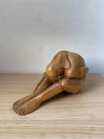 Yogi-man Boeddha | Handgesneden houten sculptuur, huilende, Antiek en Kunst, Kunst | Beelden en Houtsnijwerken, Ophalen of Verzenden