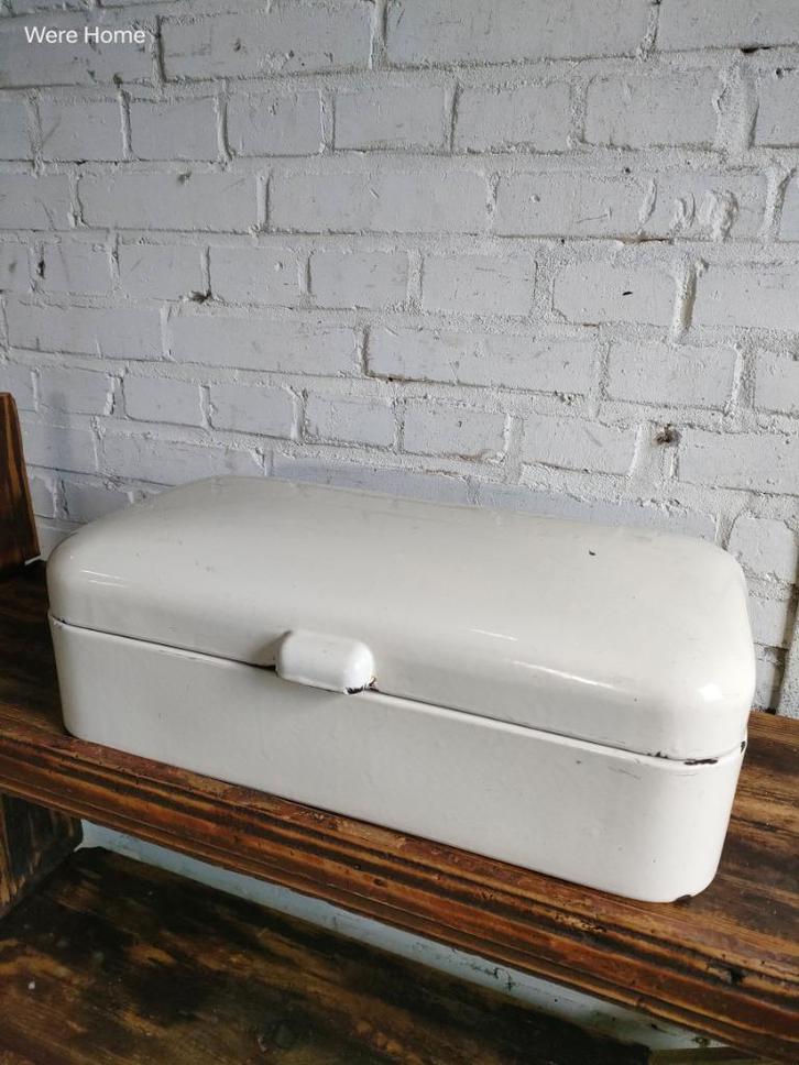 Emaille broodtrommel creme, Antiek en Kunst, Antiek | Emaille, Ophalen of Verzenden