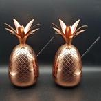 2 Tiki Bar Rosé Goud Metalen Ananas Cocktail Bekers 24cmh, Overige materialen, Overige typen, Ophalen of Verzenden, Zo goed als nieuw