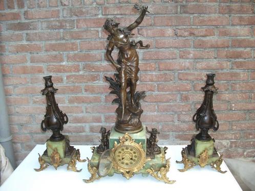 Een super grote Onyx Marmer Pendule uit 1848, Antiek en Kunst, Antiek | Klokken, Ophalen
