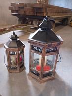 Set van 2 Deco Lantaarns - 50 & 30 cm, Huis en Inrichting, Woonaccessoires | Kandelaars en Kaarsen, Ophalen, Gebruikt, 50 tot 75 cm