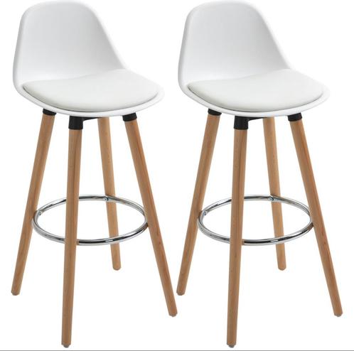 Set van 2 Barkrukken in Scandinavisch Design, Huis en Inrichting, Barkrukken, Nieuw, 60 tot 90 cm, Kunststof, 2 krukken, Met voetsteun