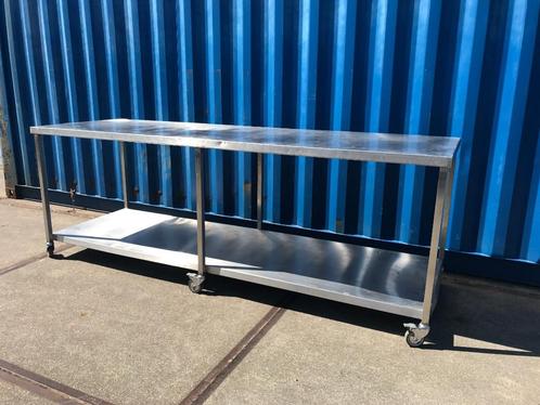 Grote, brede, hoge mobiele RVS WERKTAFEL voor oa werkplaats, Doe-het-zelf en Verbouw, Overige Doe-het-zelf en Verbouw, Gebruikt