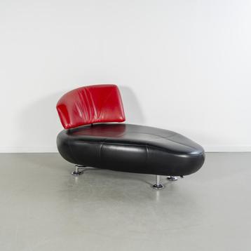 ACTIE!! 1x Leolux Kikko Chaise Longue Zwart/Rood - Chroom beschikbaar voor biedingen