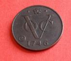 Penning - VOC - 1 Duit - 1746 - Replica Douwe Egberts, Postzegels en Munten, Penningen en Medailles, Nederland, Overige materialen