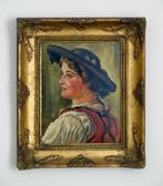 Vrouw met hoed, olieverf schilderij, Antiek en Kunst, Verzenden