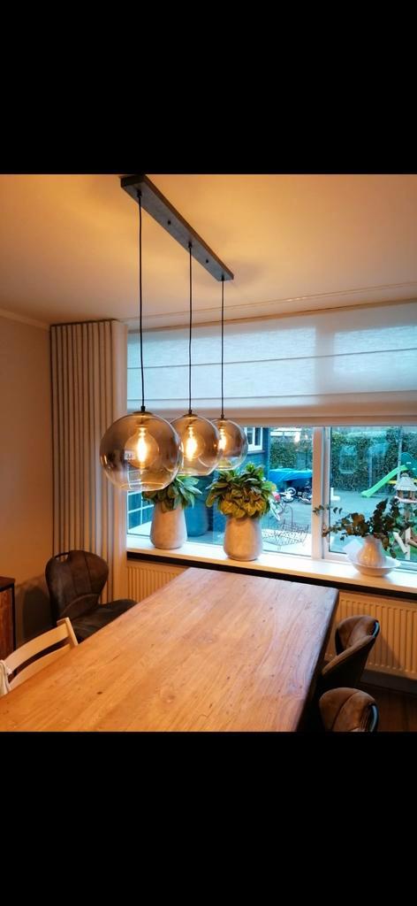 Hanglamp smokey zilver, Huis en Inrichting, Lampen | Hanglampen, Zo goed als nieuw, 75 cm of meer, Glas, Ophalen