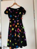 Zwarte jurk  met bloemetjes maat 36, Ophalen of Verzenden, Gedragen, Maat 36 (S), Carnaval
