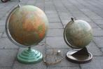 2x antieke wereldbol glas / metalen (jaren 40/50), Verzenden, Gebruikt