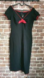 Prachtige Vintage Zwarte Pinup Couture Jurk Maat XL, Kleding | Dames, Ophalen of Verzenden, Maat 46/48 (XL) of groter, Zwart, Onder de knie