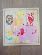 Houten puzzel - 9 stukje - dieren, Ophalen of Verzenden, Zo goed als nieuw, Van hout, Minder dan 10 stukjes