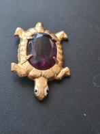 C-lasp schilpad broche met facetgeslepen steen / glas, Overige materialen, 4 tot 7 cm, Ophalen of Verzenden, Zo goed als nieuw