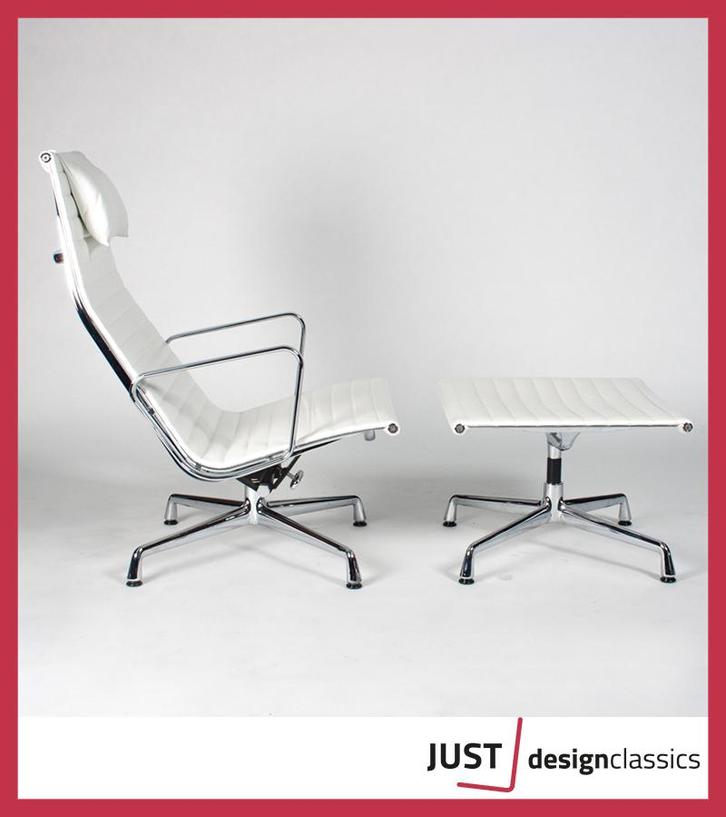 Vitra Eames ea124 & ea125 Wit Leder Chroom, Huis en Inrichting, Fauteuils, Zo goed als nieuw