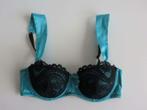 hunkemoller bh Blauw met zwart kant maat 75B, Hunkemöller, Verzenden, Blauw, BH