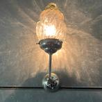 OPRUIMING Wandlamp chroom Giso houder met oud glas vlam, Gebruikt, Art deco, Glas, Ophalen of Verzenden