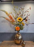 Zijden kunstbloemen, boeket, bloemstuk incl Des Pots vaas, Ophalen of Verzenden, Zo goed als nieuw