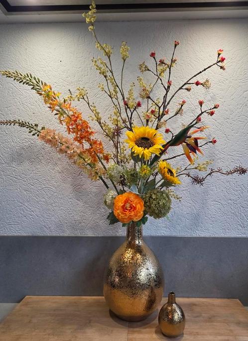 Zijden kunstbloemen, boeket, bloemstuk incl Des Pots vaas, Huis en Inrichting, Woonaccessoires | Kunstplanten en Kunstbloemen