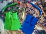 Snorkelset duikbril snorkel zwemvliezen 2x groen en blauw, Ophalen of Verzenden, Gebruikt