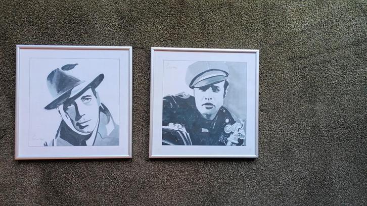 Irene Celic 2  kunstdrukken MARLON  BRANDO / HUMPHREY BOGART, Antiek en Kunst, Kunst | Litho's en Zeefdrukken, Ophalen of Verzenden