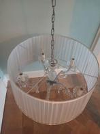 Grote kroonluchter van glas met Organza Kap wit - 55cm, Huis en Inrichting, Lampen | Kroonluchters, Ophalen of Verzenden, Gebruikt