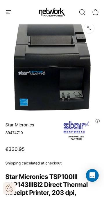 Star TSP100III TSP143IIB Bluetooth bonprinter beschikbaar voor biedingen
