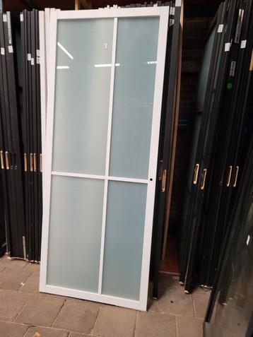 93x231,5cm binnendeur stomp Staal look wit mat glas SK40 beschikbaar voor biedingen