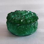 vintage smaragd groene, glazen sieradendoos / dekselpot, Ophalen