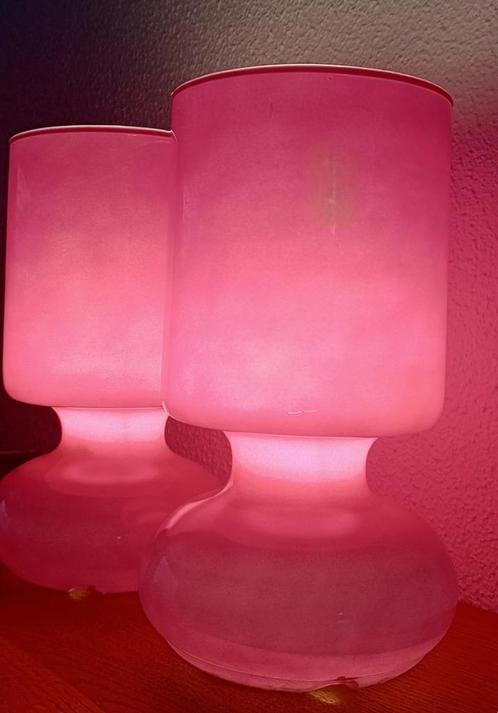 Vintage Ikea Lykta tafellamp/mushroom/glass lamp >pink kleur, Huis en Inrichting, Lampen | Tafellampen, Gebruikt, Minder dan 50 cm