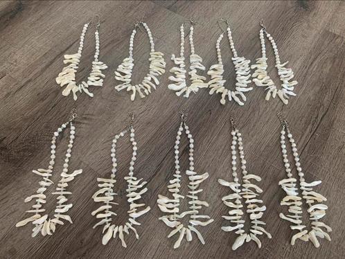 Partij 10 stuks parelmoer kettingen crème ZK52, Sieraden, Tassen en Uiterlijk, Kettingen, Nieuw, Overige materialen, Overige kleuren