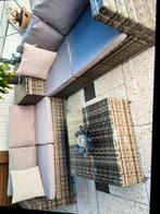 Lounge set met opbergkast en tafel, Ophalen of Verzenden, Gebruikt, 4 zitplaatsen, Loungeset