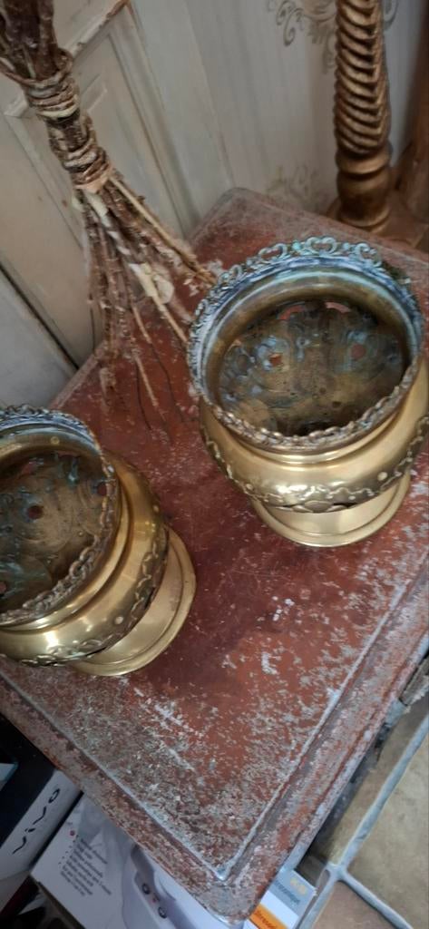 Oude kerkkandelaars, Antiek en Kunst, Antiek | Kandelaars, Ophalen of Verzenden, Koper of Brons