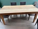 Teak eetkamer tafel met 2 laden, Huis en Inrichting, Tafels | Eettafels, Ophalen, 200 cm of meer, 50 tot 100 cm, Zo goed als nieuw