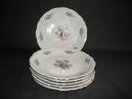 6 gebaksbordjes, wit met bloemdecor, Antiek en Kunst, Antiek | Servies los, Ophalen of Verzenden
