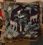 Set van 3 sierkussens – 40x40 cm – jungleprint met franjes, Ophalen, Zo goed als nieuw, Vierkant