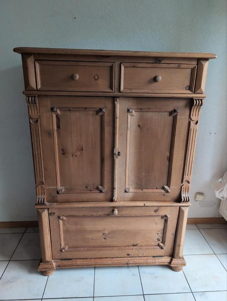 Vintage Grenen TV Kast met Lades - Leiden, Huis en Inrichting, Kasten | Buffetkasten, Gebruikt, 150 tot 200 cm, 100 tot 150 cm