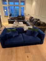 Luxe Chesterfield bank blauw fluweel (velvet) 3 persoons, Huis en Inrichting, Driepersoons, 75 tot 100 cm, Ophalen of Verzenden