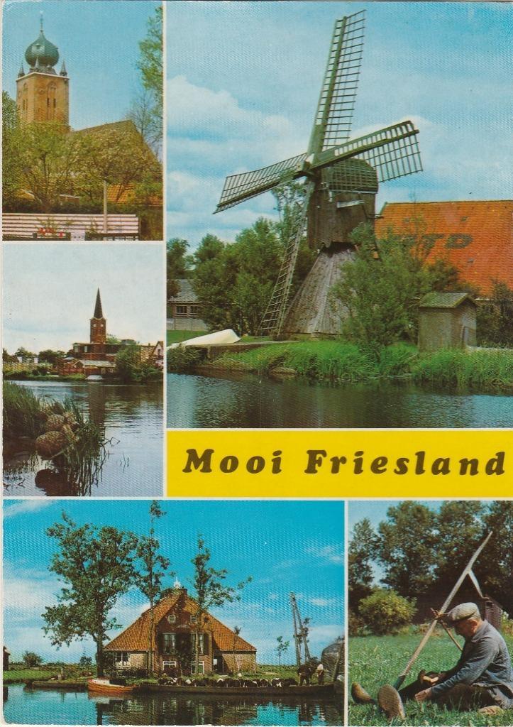 FRIESLAND Kerk Boerderij Molen, Verzamelen, Ansichtkaarten | Nederland, Gelopen, Friesland, 1980 tot heden, Verzenden
