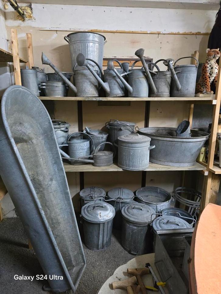 Partij Zinken Spullen 38 stuks van alles wat, Antiek en Kunst, Curiosa en Brocante, Ophalen