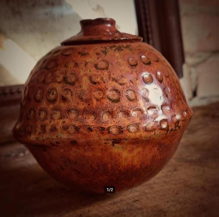 tempelpot/dierenurn BALI groot handgemaakt keramiek, Antiek en Kunst, Kunst | Overige Kunst, Ophalen of Verzenden