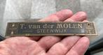 Messing plaatje orgelmaker T. van der Molen Steenwijk, Ophalen of Verzenden, Gebruikt
