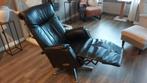 Comfortabele Relaxstoel - Zwart Leer, Gebruikt, 75 tot 100 cm, Ophalen of Verzenden, Metaal